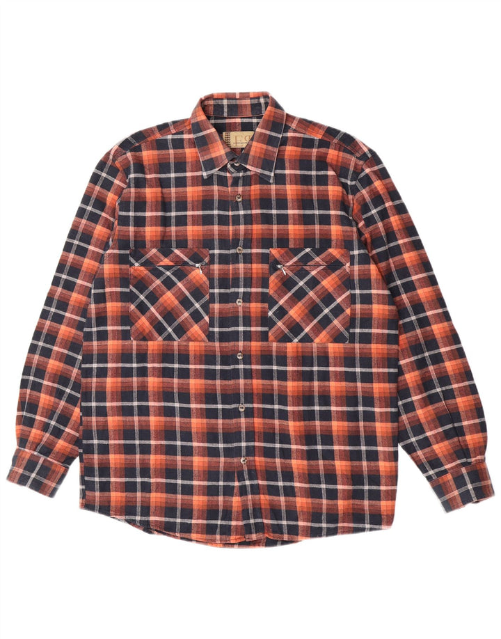Camisa de franela para hombre de European Project Algodón a cuadros naranja medio