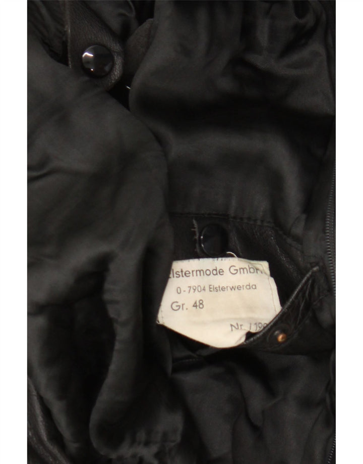 Vintage chaqueta de cuero para hombre EU 48 cuero negro medio