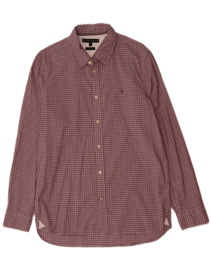TOMMY HILFIGER Camisa ajustada de algodón a cuadros rosa grande para hombre