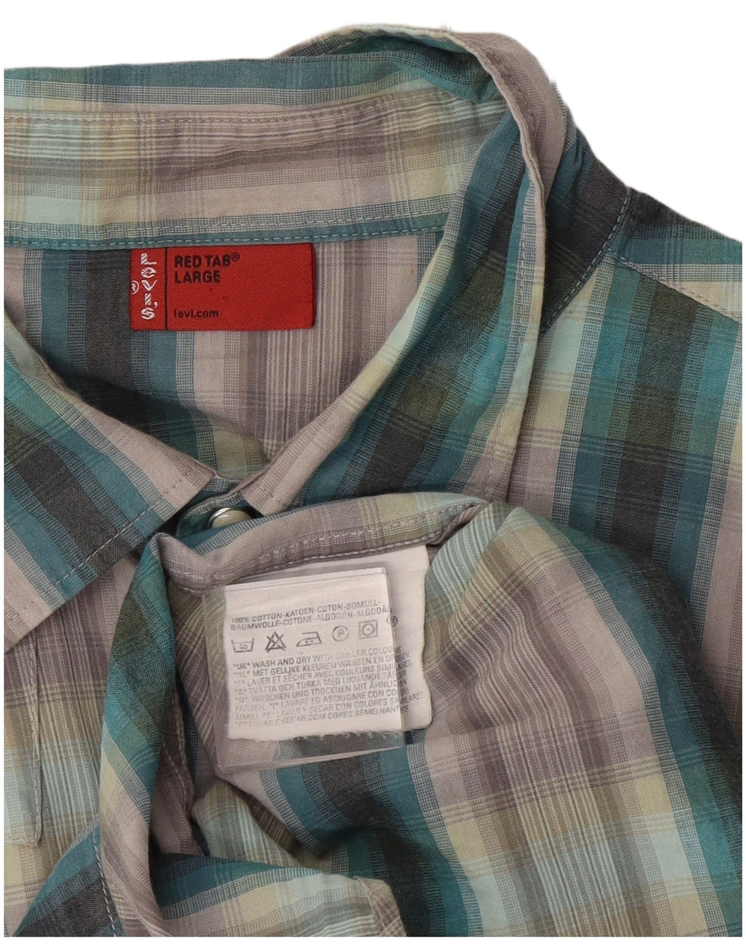 Camisa Levi's para hombre de algodón a cuadros verdes grandes