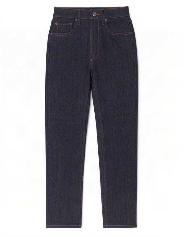 Zara Jeans Rectos De Tiro Alto Para Mujer EU 36 XS W26 L27 Algodón Azul Marino