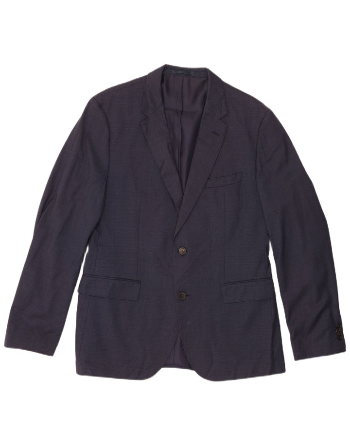 HUGO BOSS Chaqueta tipo blazer de 2 botones para hombre EU 52 XL Lana a cuadros azul marino