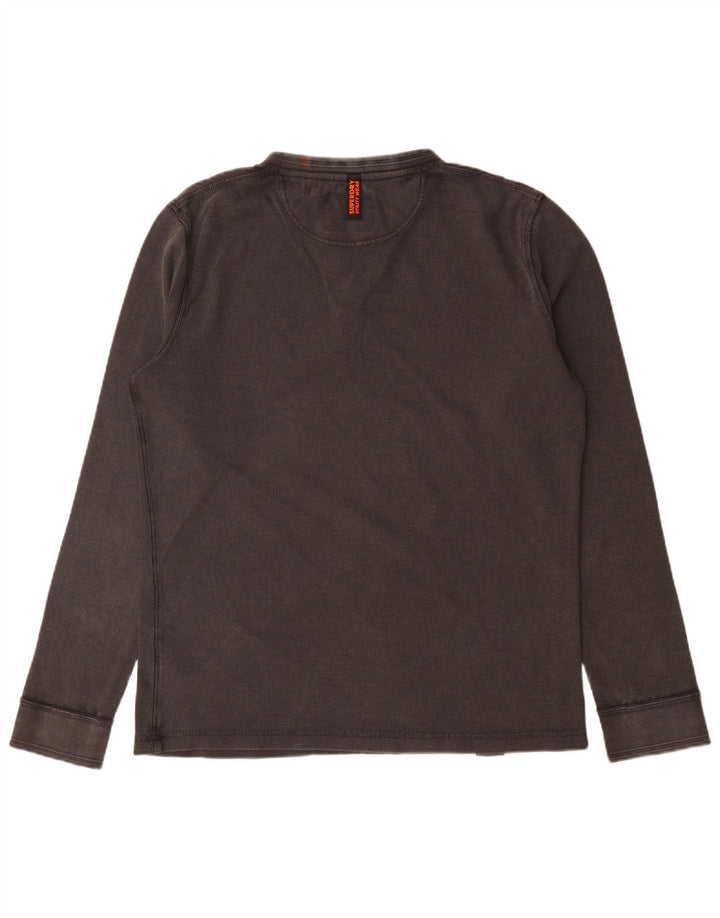 Superdry Camiseta de manga larga para hombre de algodón gris grande