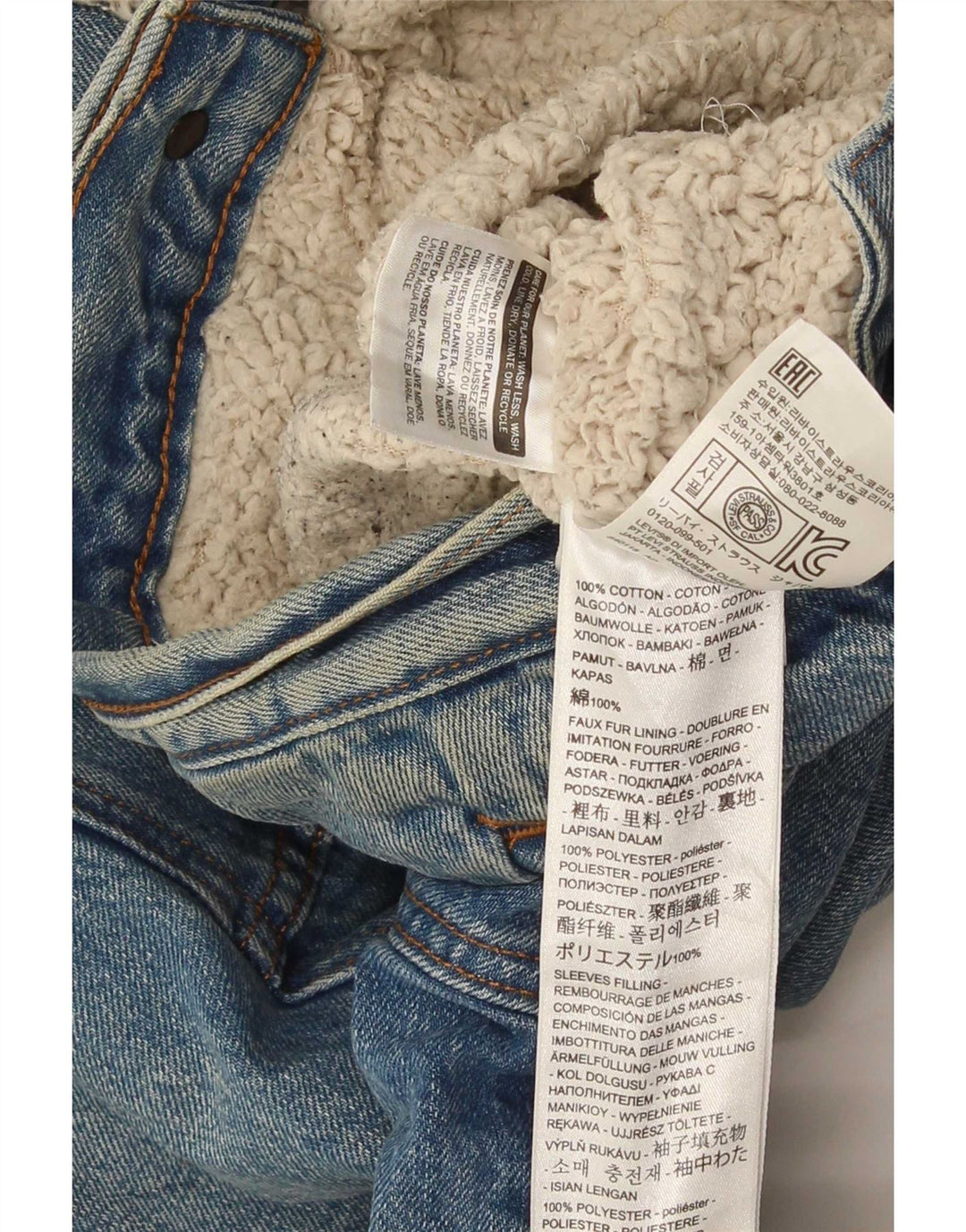 Levi's Chaqueta vaquera Sherpa para hombre Reino Unido 40 Algodón azul grande