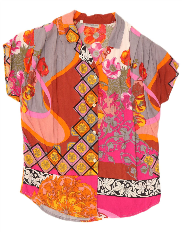 ALBA FORNARI Camisa extragrande para mujer Reino Unido 10 Pequeño patchwork multicolor
