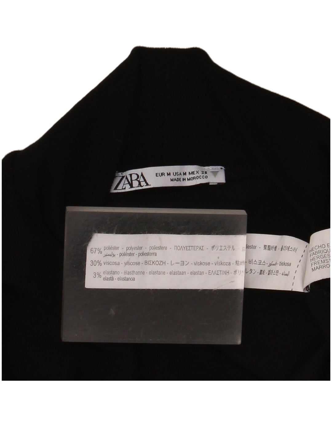 ZARA Body Manga Larga Mujer ES 40 Mediano Negro Poliéster