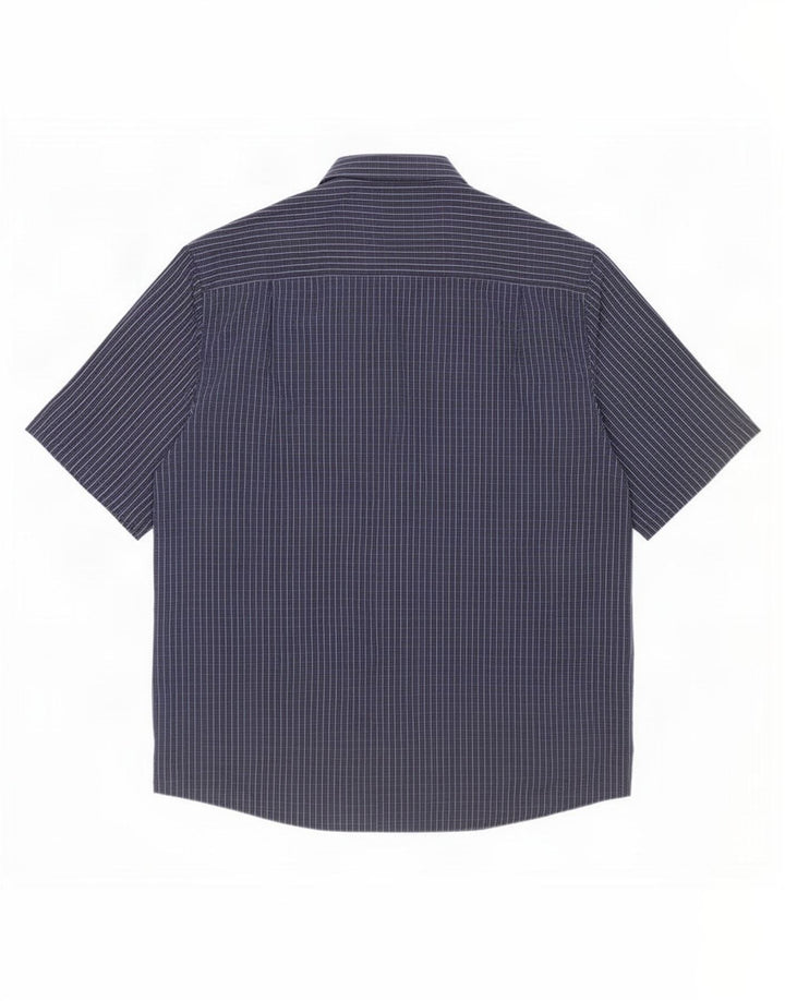 James Pringle Camisa de manga corta para hombre 2XL Poliéster a cuadros azul marino