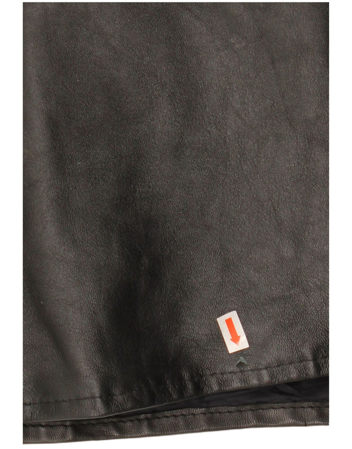 VINTAGE Chaleco de cuero para hombre Reino Unido 40 Grande Negro