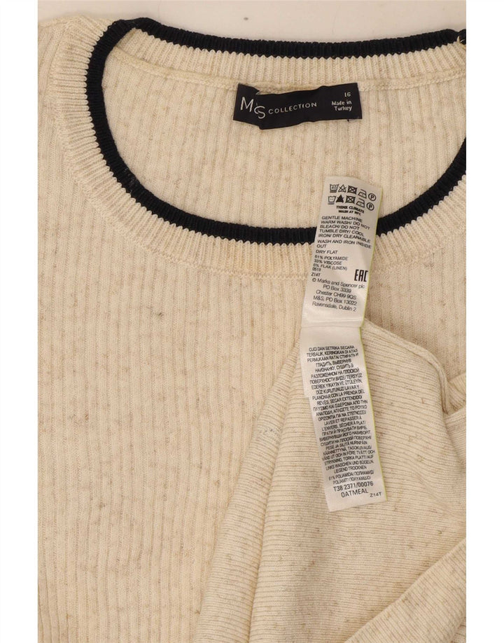 Marks & Spencer Blusa para Mujer Top UK 46 Grande Poliamida Blanco Roto