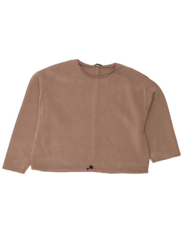 Zara Mujer Crop Blusa Extragrande Top UK 40 XL Marrón