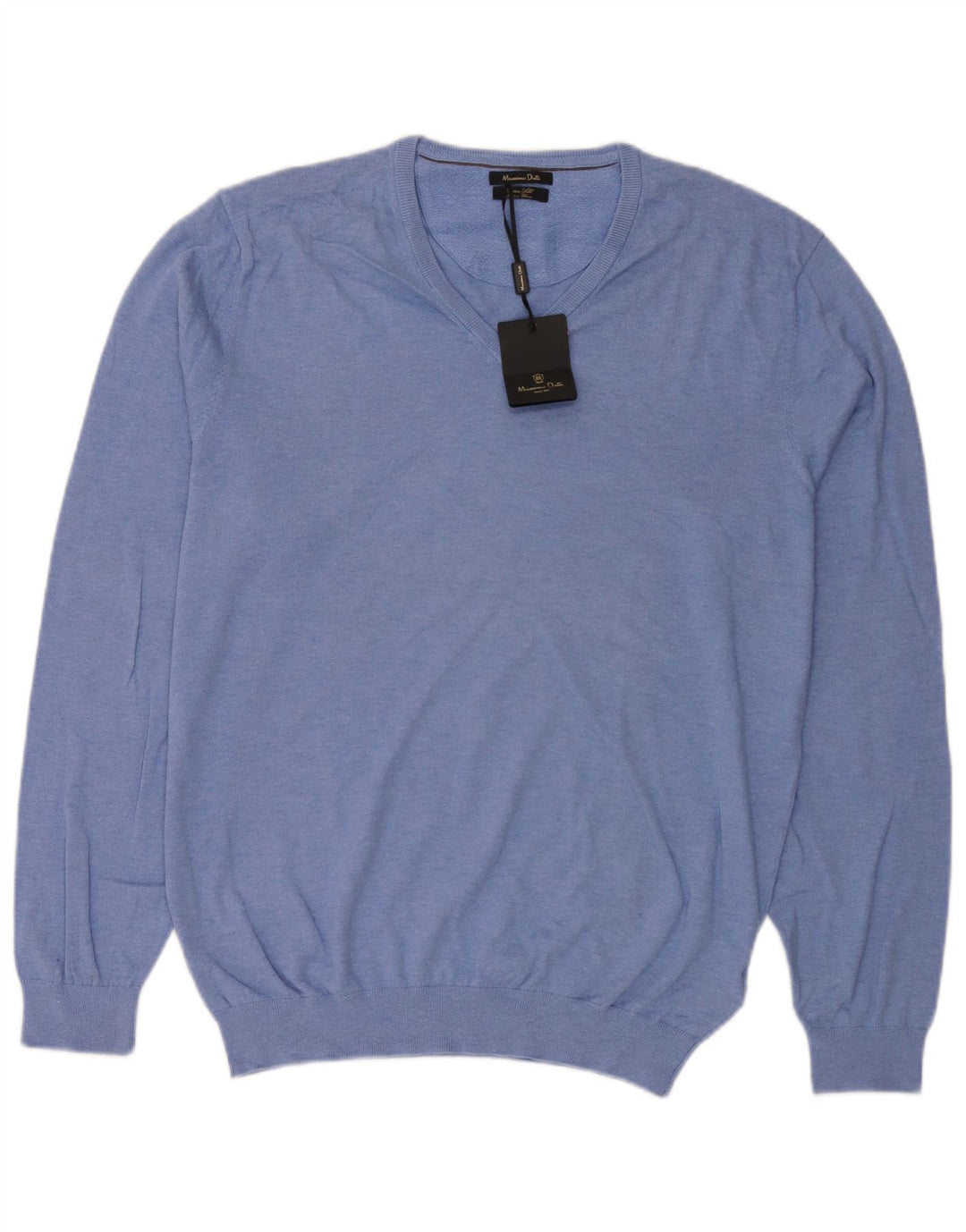 Massimo Dutti Jersey Hombre Cuello Pico XL Azul Algodón