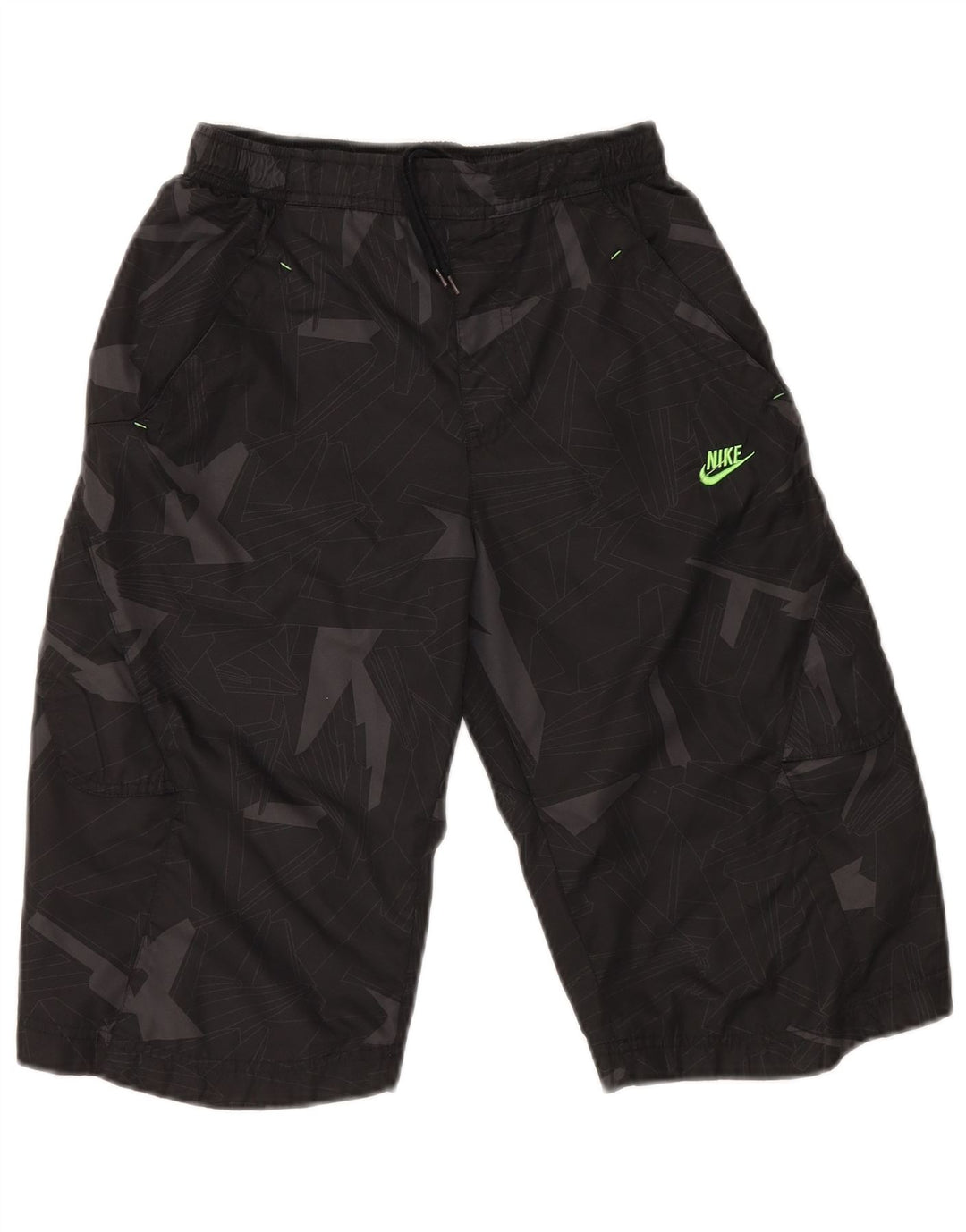 NIKE Pantalones cortos deportivos para niños 12-13 años Grande Negro Geométrico Poliéster