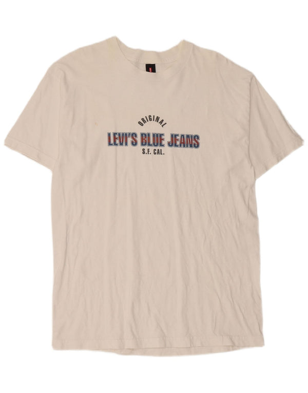 Levi's Camiseta gráfica para hombre Top grande de algodón blanco