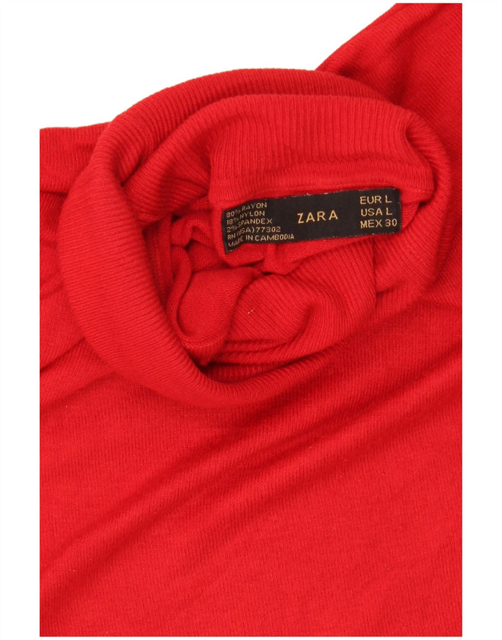 Zara - Jersey con cuello vuelto para mujer, talla 44, talla grande, rayón rojo