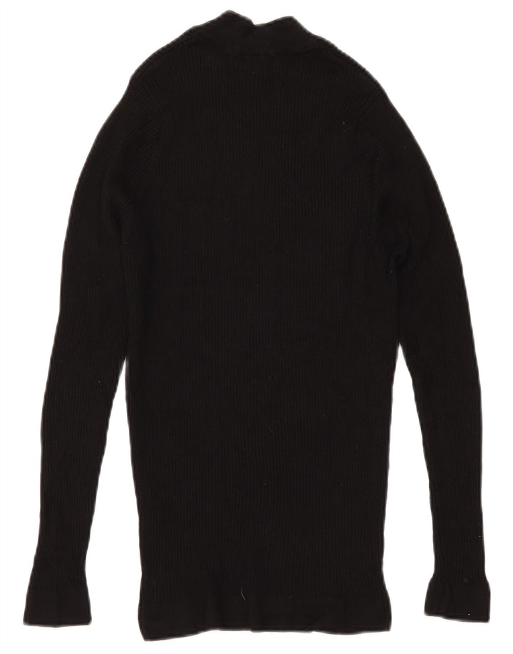 ZARA Jersey con cuello alto para mujer, talla 8, talla pequeña, viscosa negra