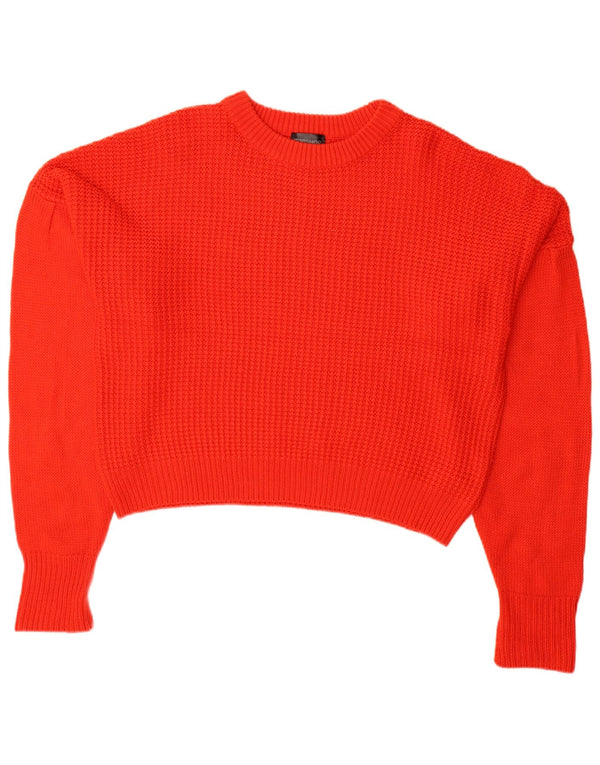 Topshop Suéter extragrande con cuello redondo para mujer UK 10 Small Rojo Acrílico