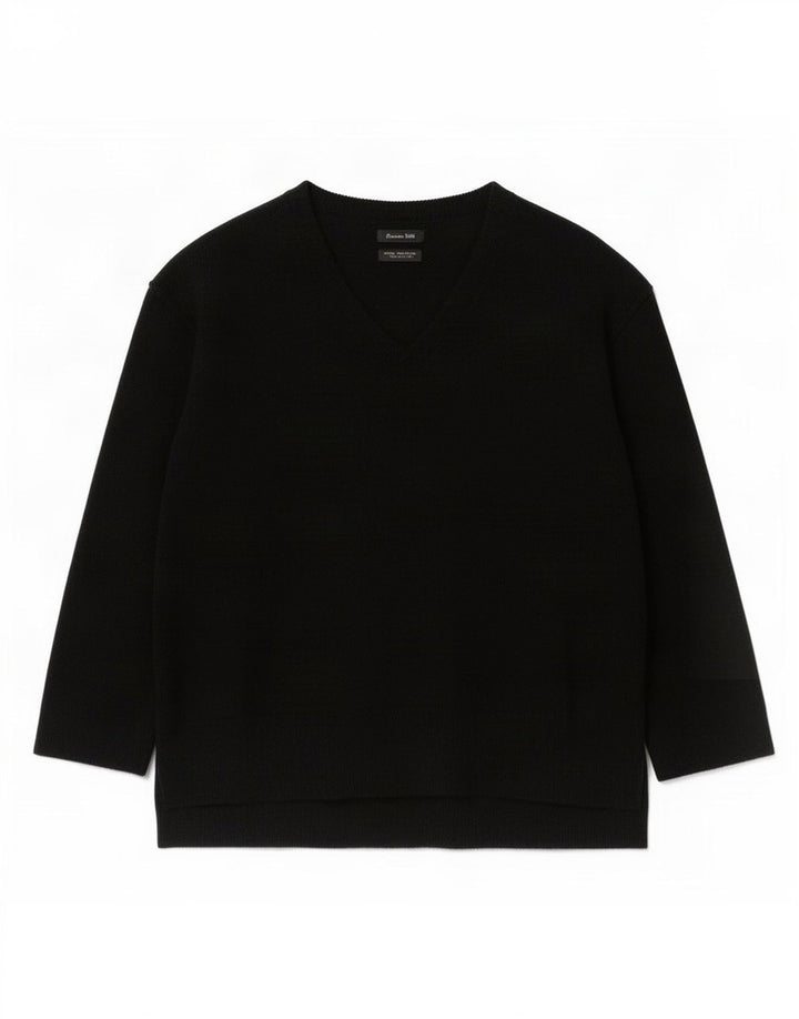 Massimo Dutti Jersey con Cuello en V para Mujer UK 40 Small Lana Negra