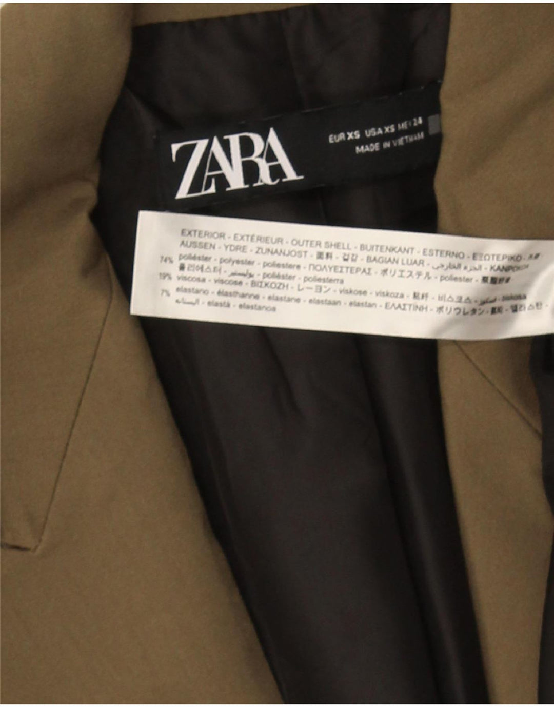 Zara Chaqueta tipo blazer con doble botonadura para hombre UK 34 XS Poliéster caqui