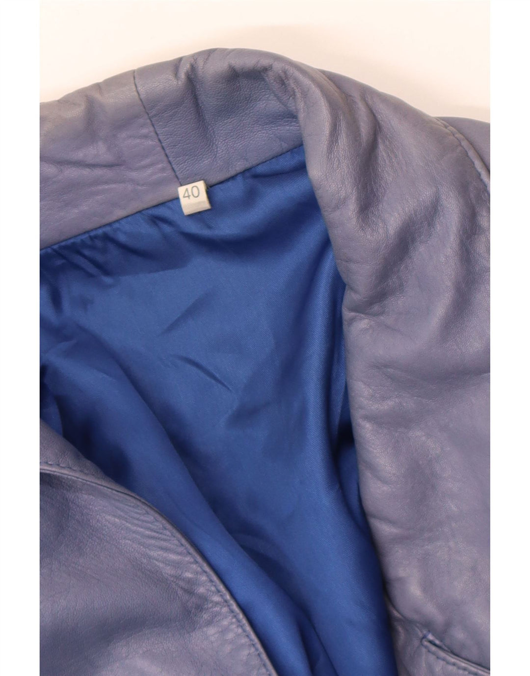Vintage mujer chaqueta de cuero de gran tamaño EU 40 azul medio