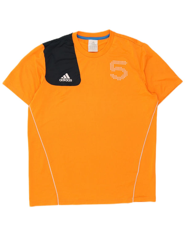 Adidas Hombre Camiseta Gráfica Top Grande Naranja Colorblock Poliéster
