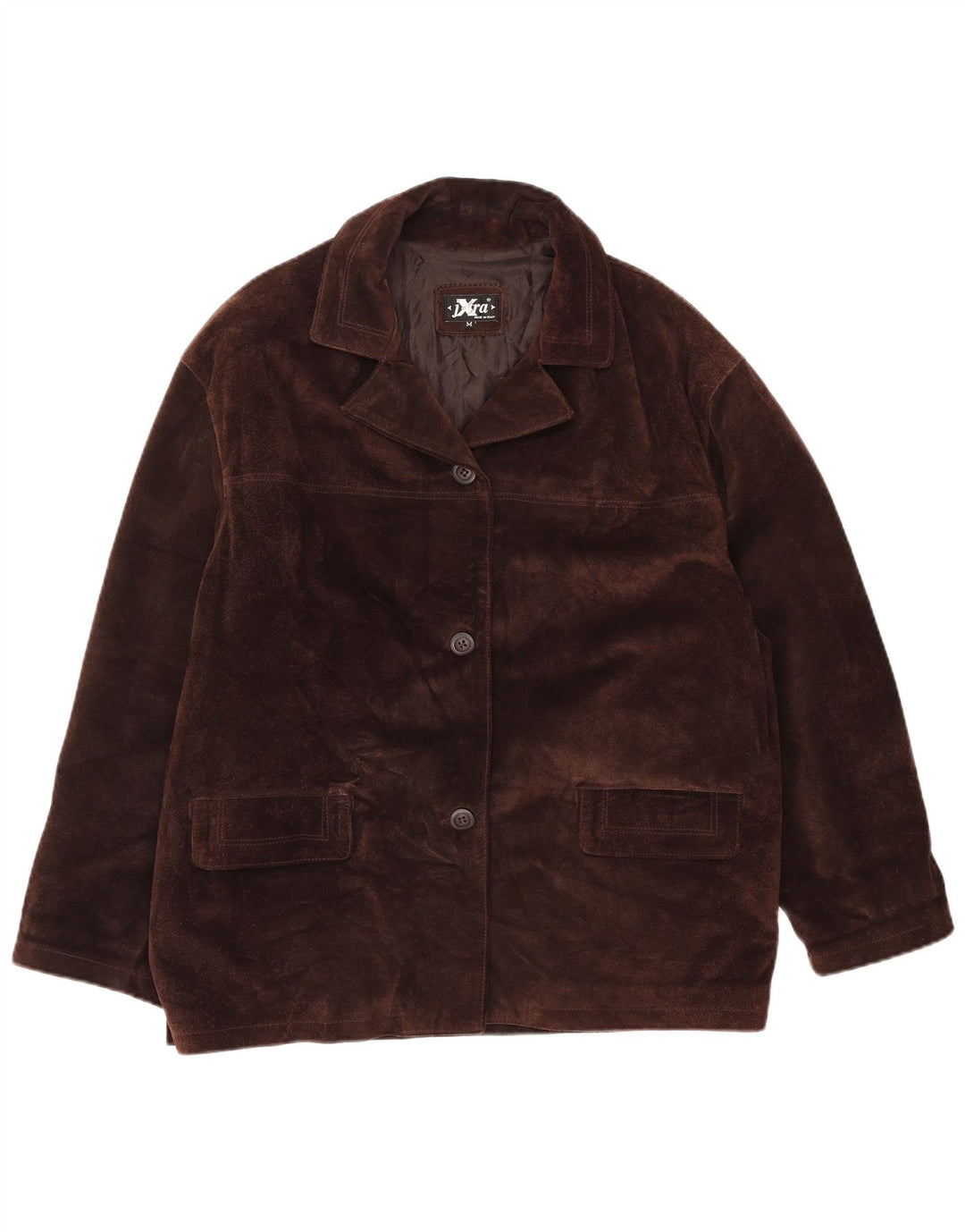 VINTAGE Chaqueta de ante de gran tamaño para mujer Reino Unido 14 Marrón medio