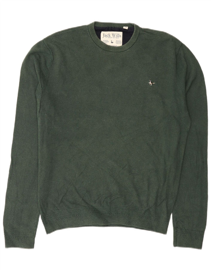 JACK WILLS Jersey de cuello redondo para hombre, talla grande, algodón verde