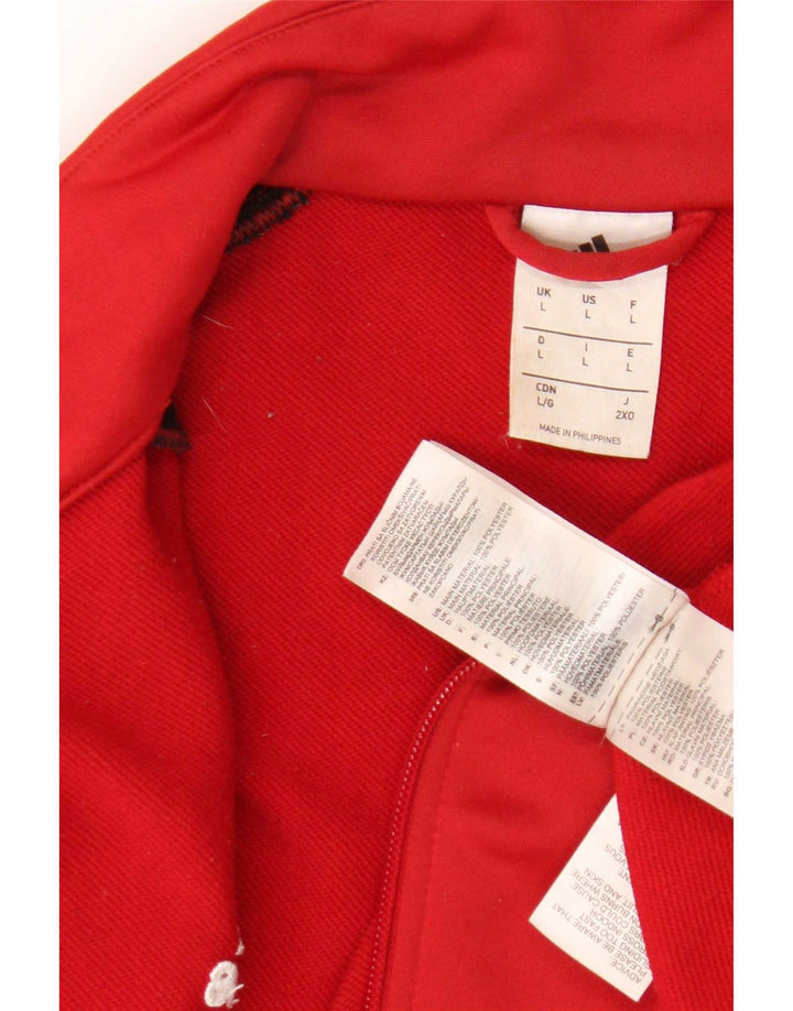 Adidas Hombre Chándal Top Chaqueta Grande Rojo Colorblock Poliéster