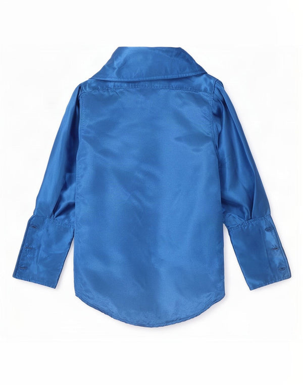Camisa formal vintage para hombre pequeña azul