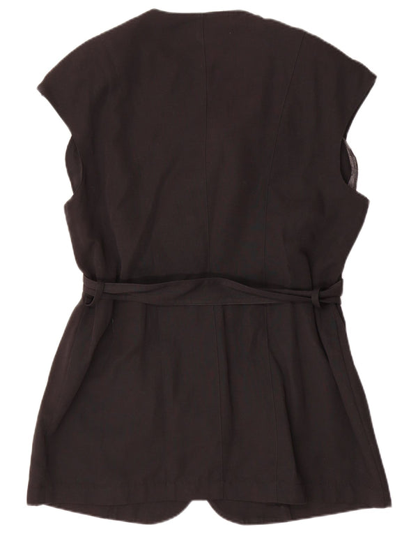 APART Womens 4 Button Sleeveless Blazer Jacket UK 16 Large Black Polyester