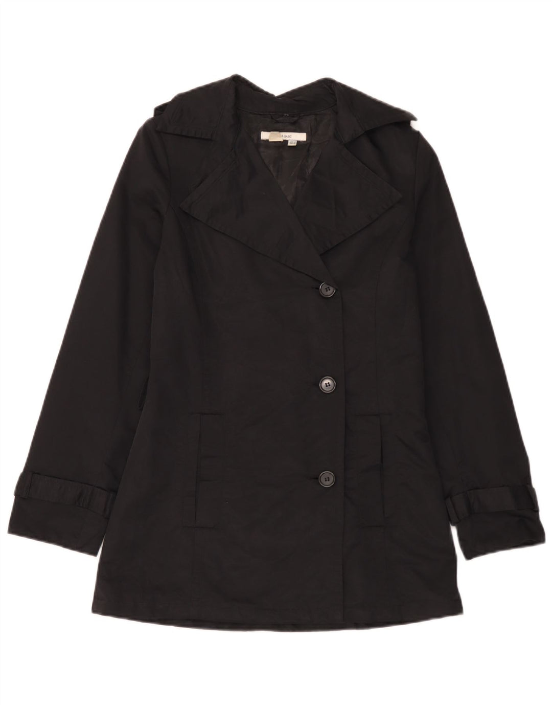 Zara Mujer Gabardina Reino Unido 42 Medio Algodón Negro