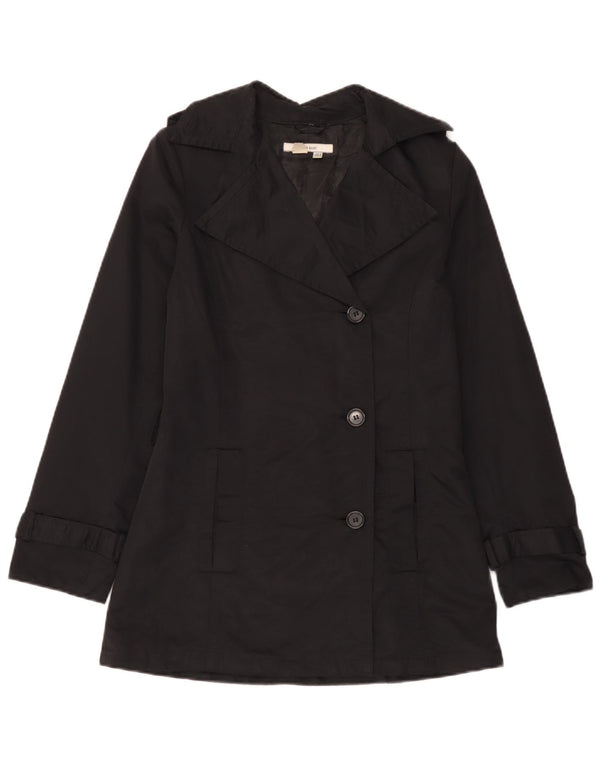 Zara Mujer Gabardina Reino Unido 42 Medio Algodón Negro
