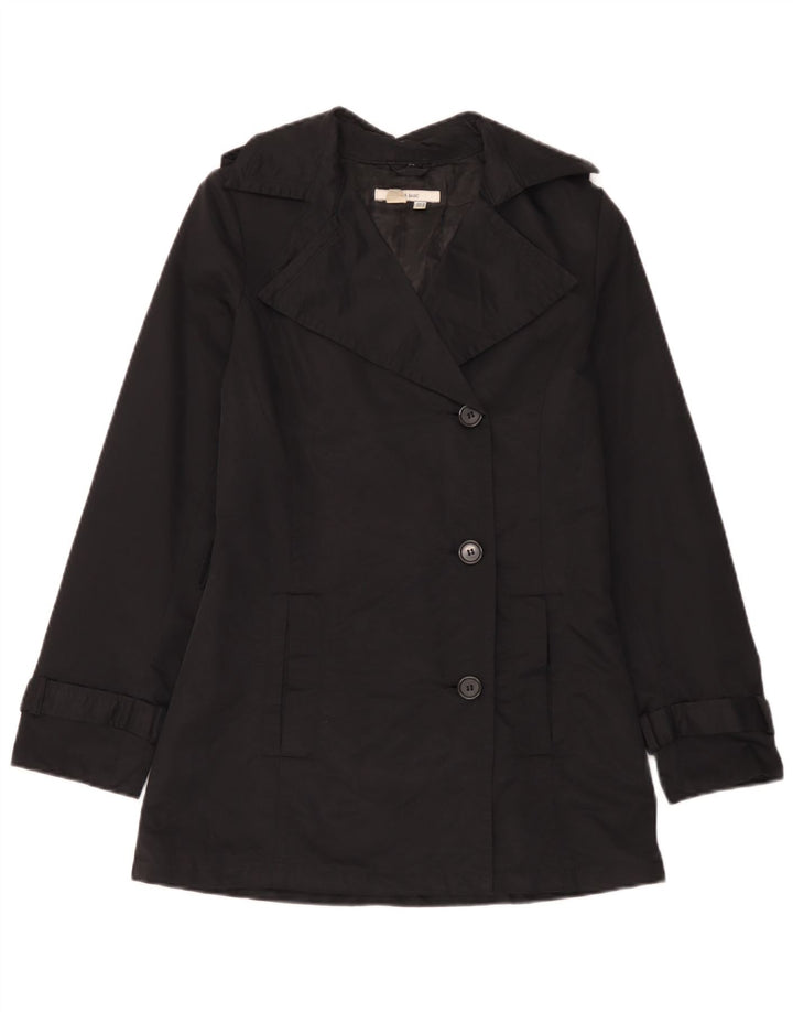 Zara Mujer Gabardina Reino Unido 42 Medio Algodón Negro