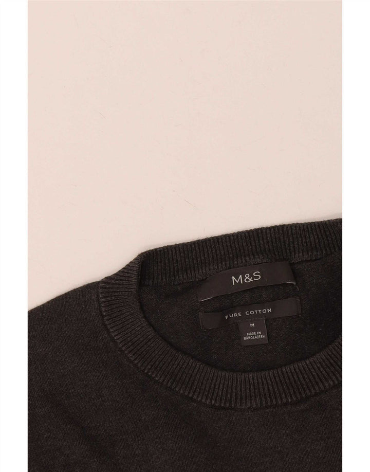Marks & Spencer Jersey de cuello redondo para hombre de algodón gris medio