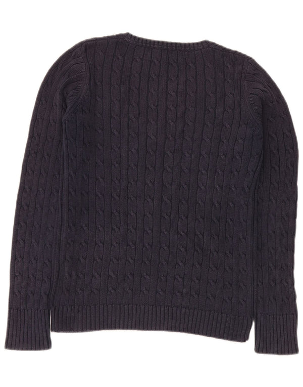 Crew Clothing Suéter con cuello en V para mujer UK 12 Medium Azul marino Algodón