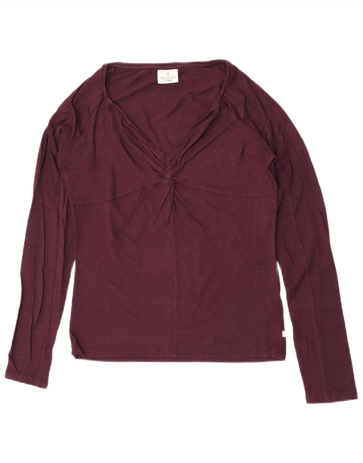 Trussardi Mujer Top Manga Larga UK 42 Viscosa Púrpura Medio