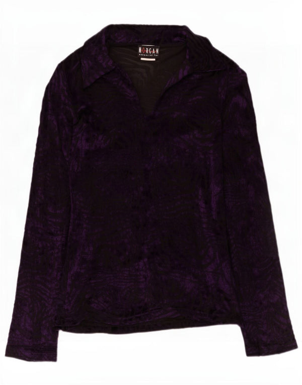 Morgan Blusa de Terciopelo de Manga Larga para Mujer UK 40 Viscosa Púrpura Mediana