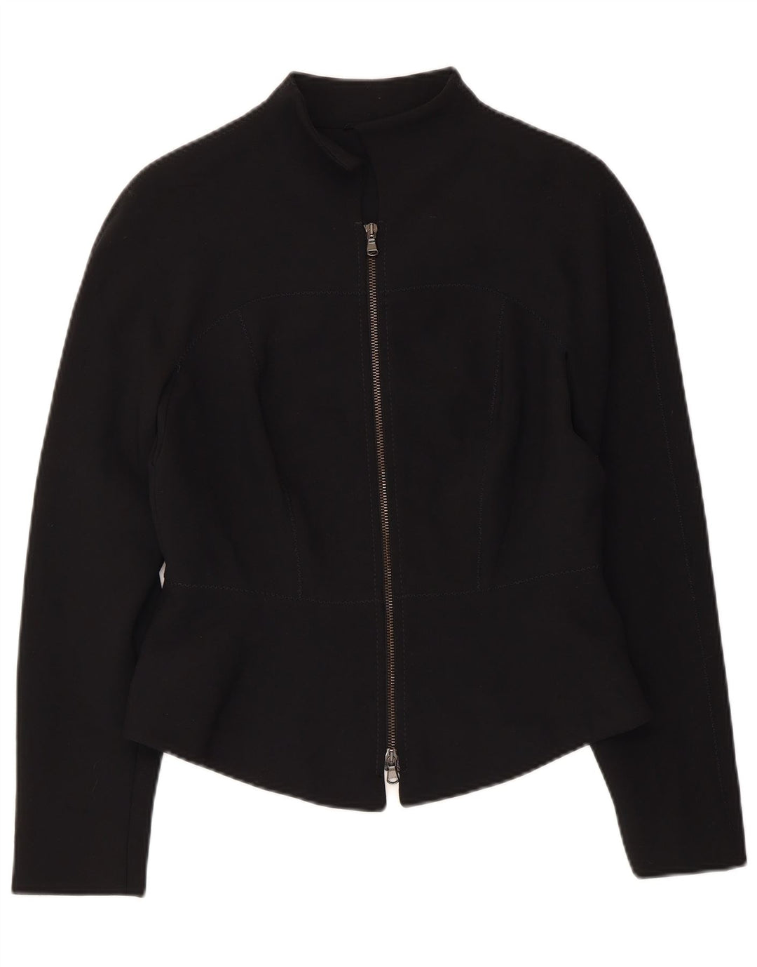 VINTAGE Chaqueta Blazer para Mujer Reino Unido 10 Pequeño Poliéster Negro