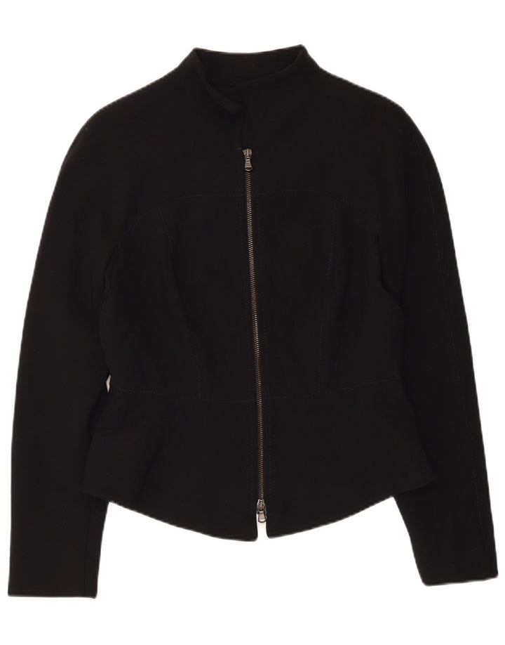 VINTAGE Chaqueta Blazer para Mujer Reino Unido 10 Pequeño Poliéster Negro