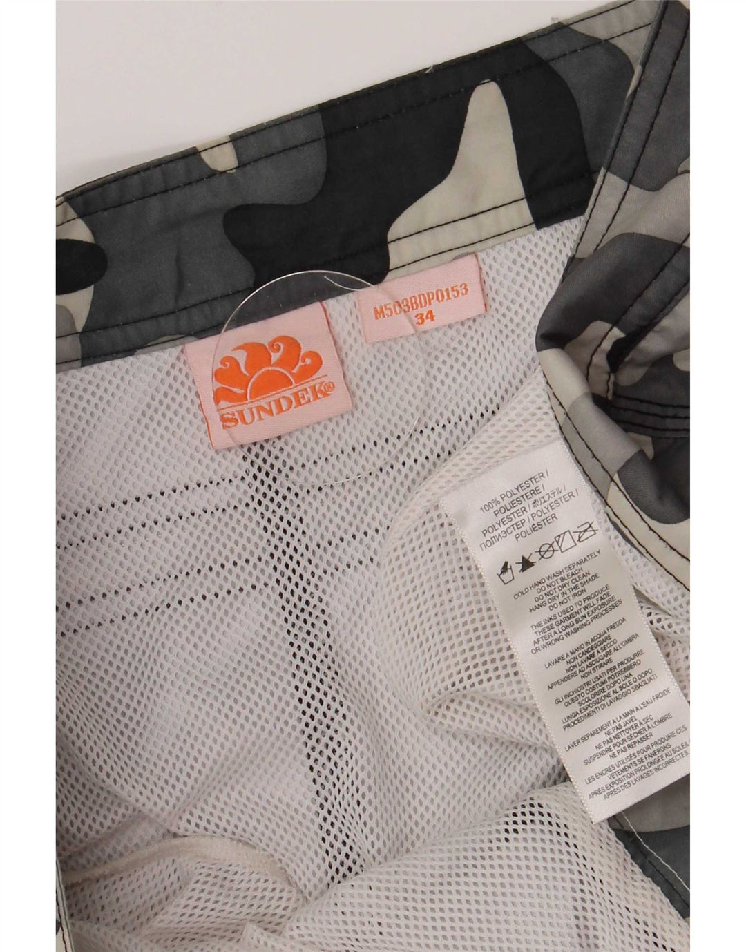 Sundek Bañador regular para hombre, talla grande, poliéster de camuflaje gris
