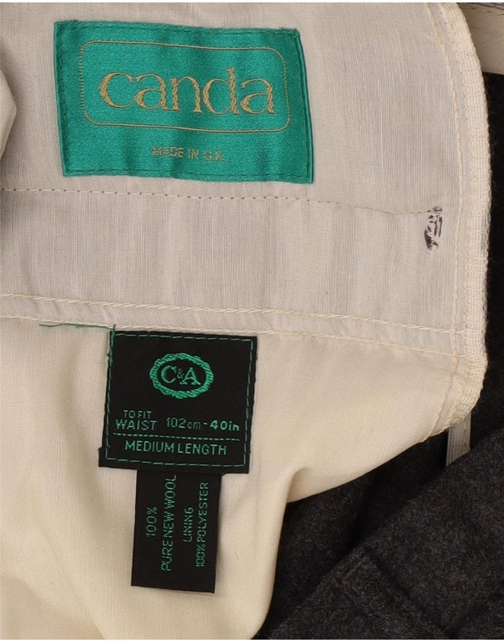 C&A Mens Canda Regular Casual Pantalones W40 L31 Gris Lana Nueva