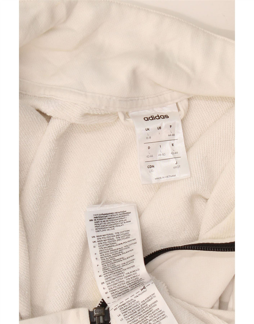 ADIDAS Chaqueta de Chándal para Mujer UK 16/18 Grande Algodón Blanco