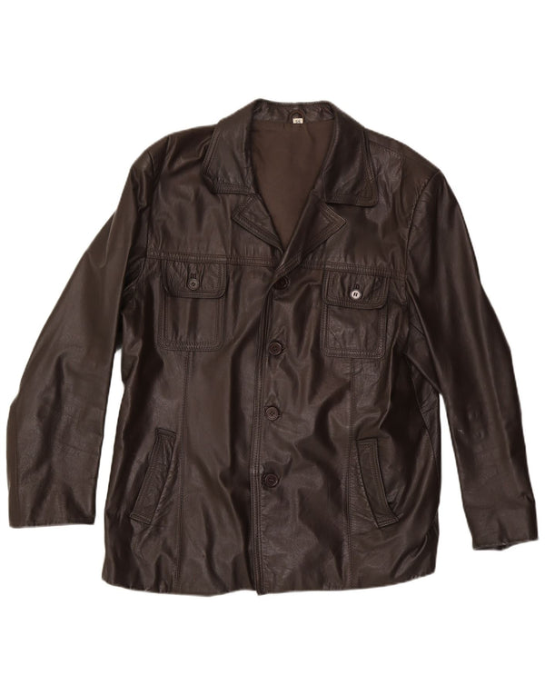 VINTAGE Chaqueta de cuero para hombre Reino Unido 40 Cuero marrón grande