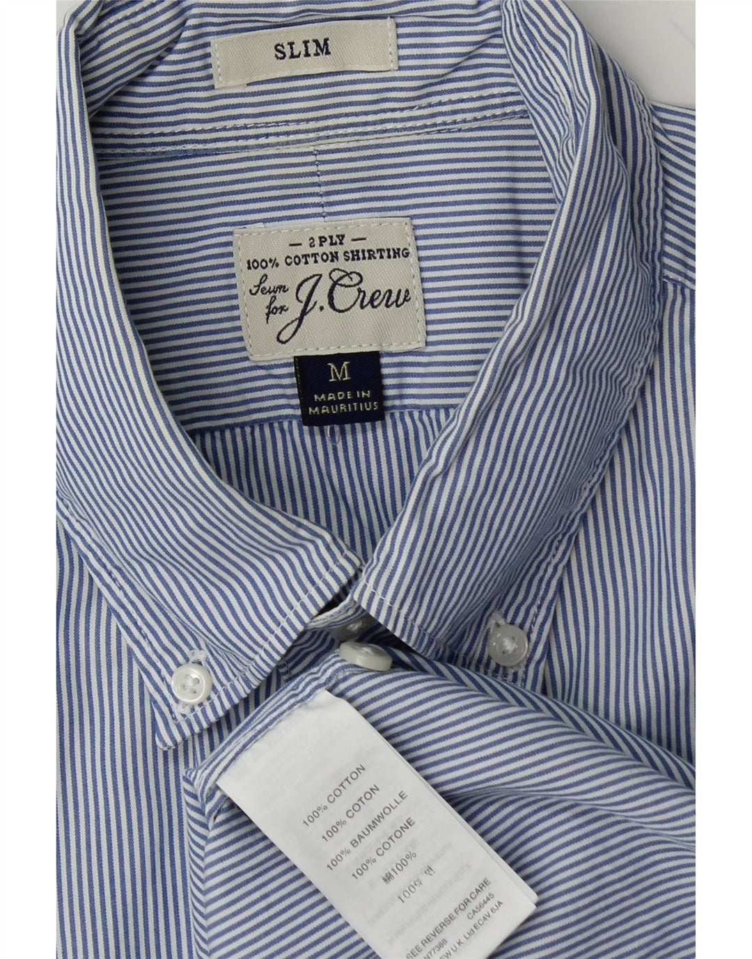 J. CREW Camisa slim fit para hombre de algodón a rayas azul medio