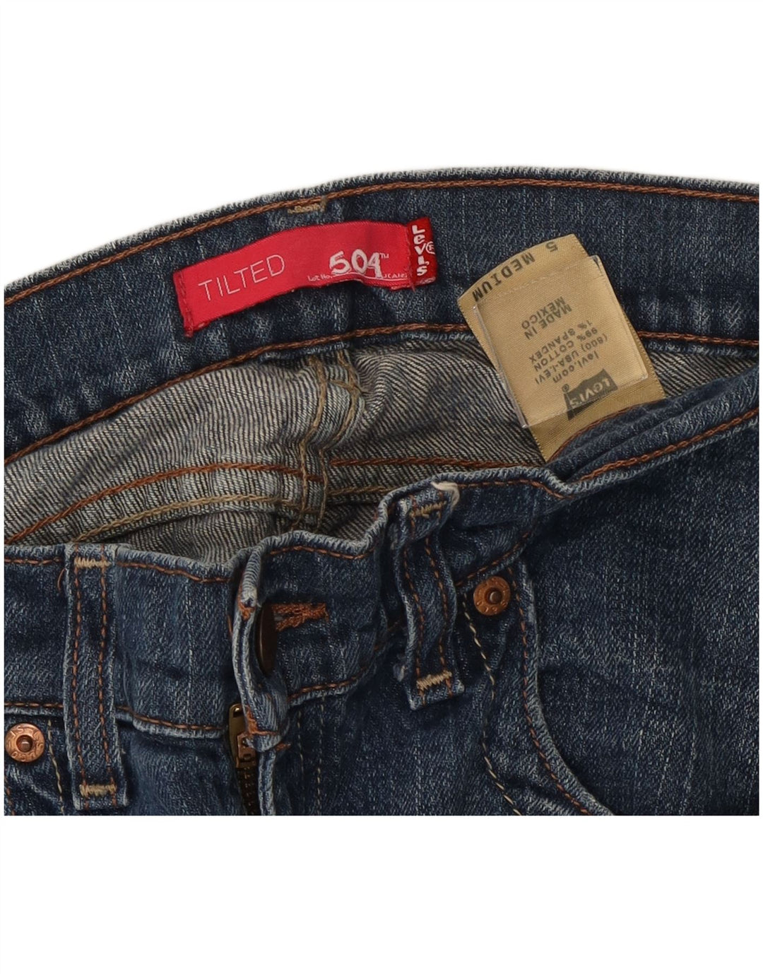 Levi's 504 Jeans ajustados inclinados para mujer US 5 Medium W30 L32 Algodón azul