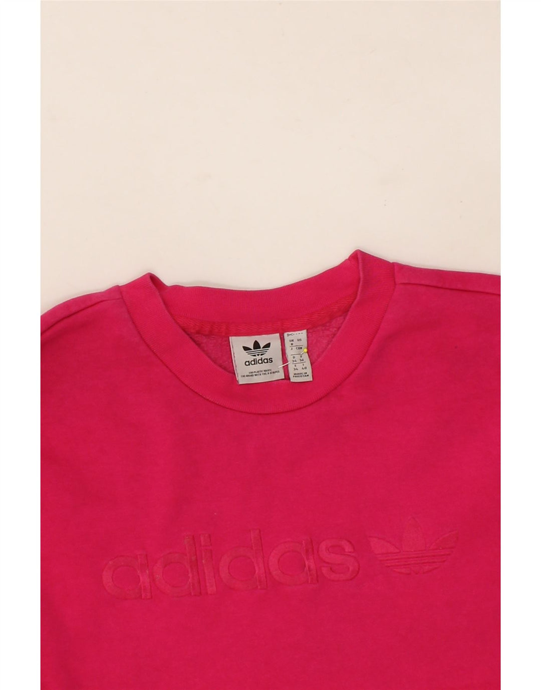 ADIDAS Womens Oversized Graphic Sweatshirt Jumper UK 8 Small  Pink Vintage Adidas and Second-Hand Adidas from Messina Hembry 