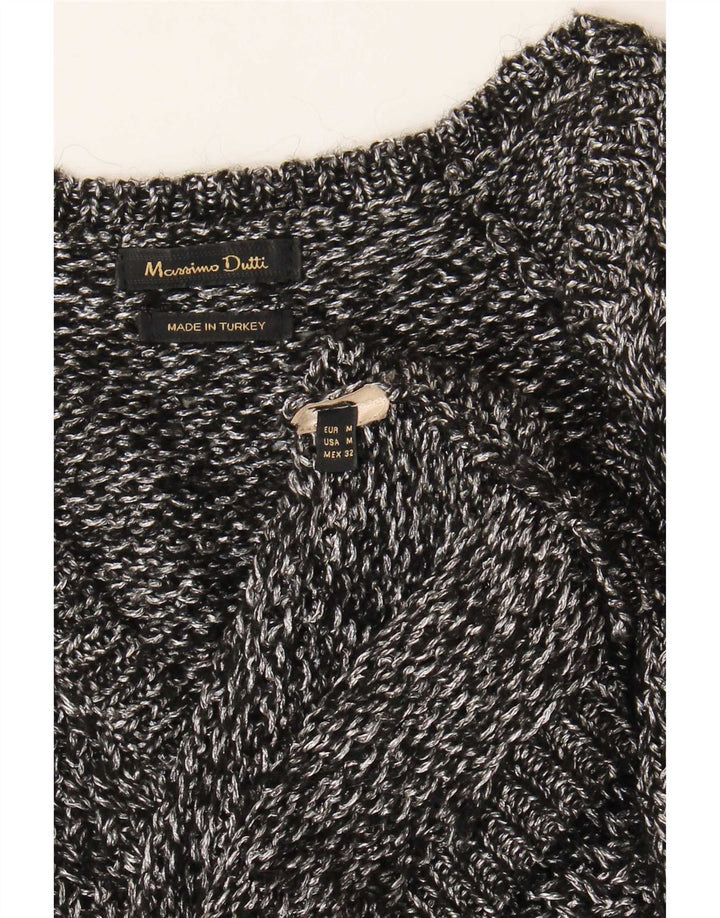 Massimo Dutti Jersey con Cuello en V para Mujer UK 44 Gris Medio Moteado