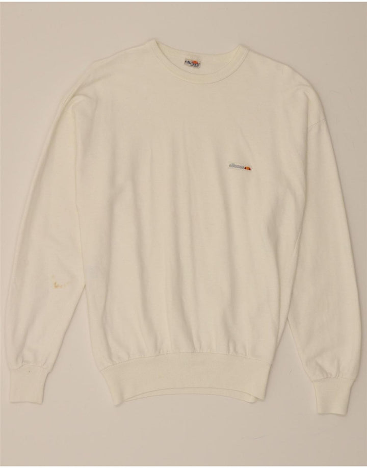 ELLESSE Mens Sweatshirt Jumper Small White Cotton Vintage Ellesse and Second-Hand Ellesse from Messina Hembry 