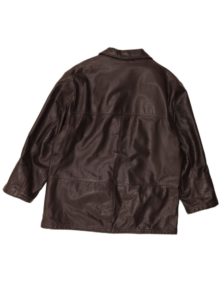 Chaqueta de cuero vintage para hombre IT 48 cuero marrón medio