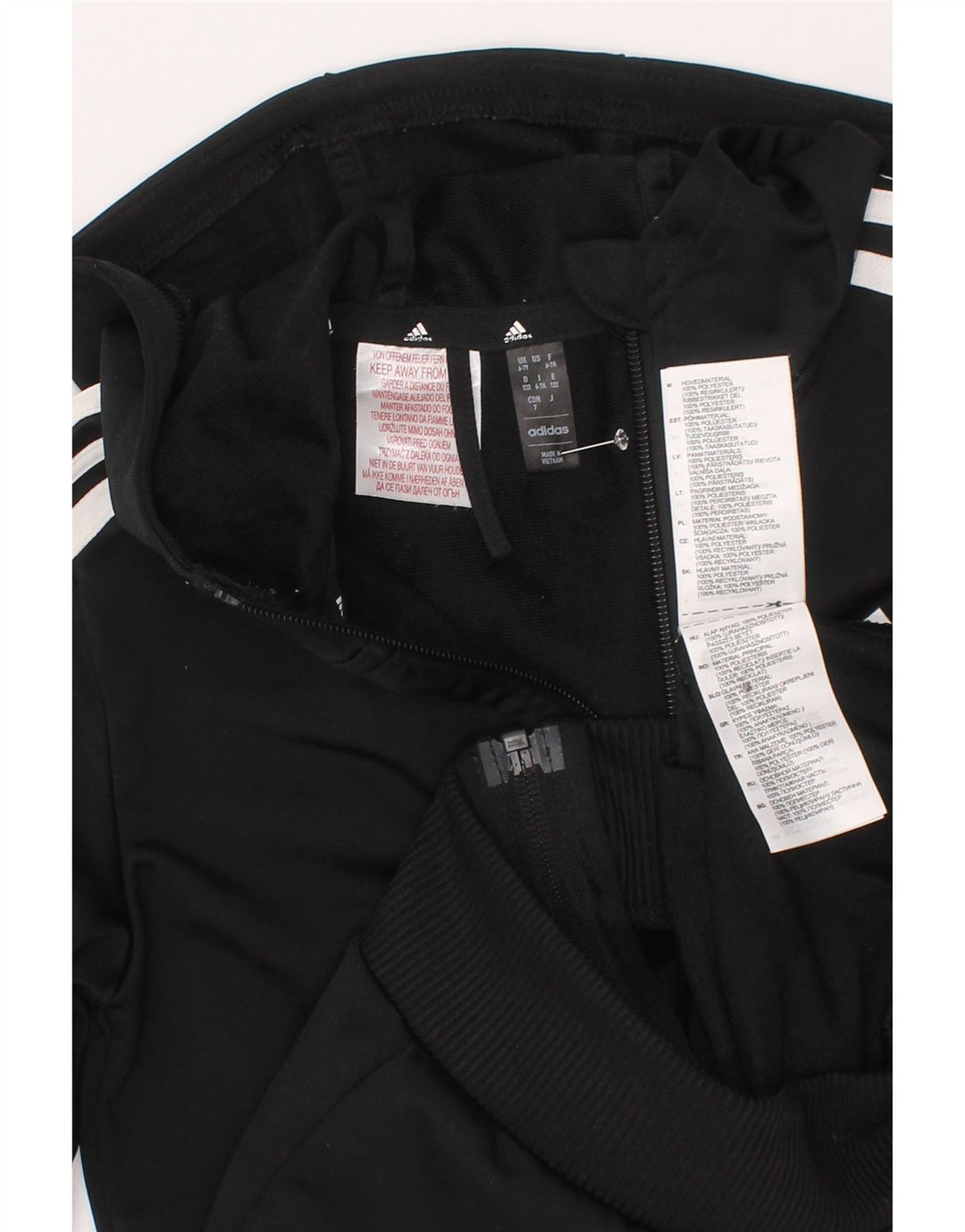 Adidas Sudadera con capucha y cremallera para niños 6-7 años Negro Poliéster