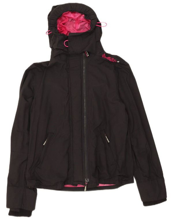 Superdry Chaqueta impermeable con capucha Windcheater para mujer UK 40 XL Nylon negro